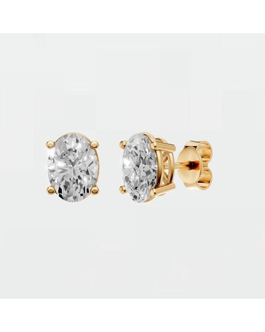 Aya Fine Jewelry White Minimalist Oval Lab Diamond Stud Earrings