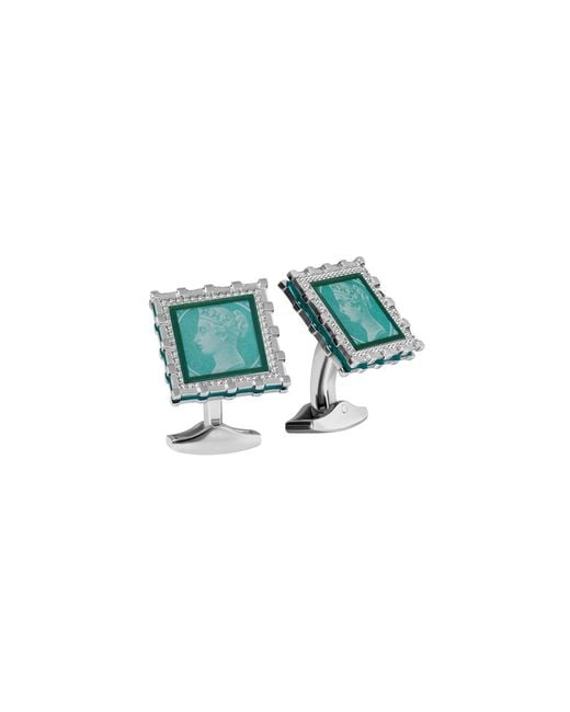Tateossian Green Palladium Plated Regalia Victoria Cufflinks for men