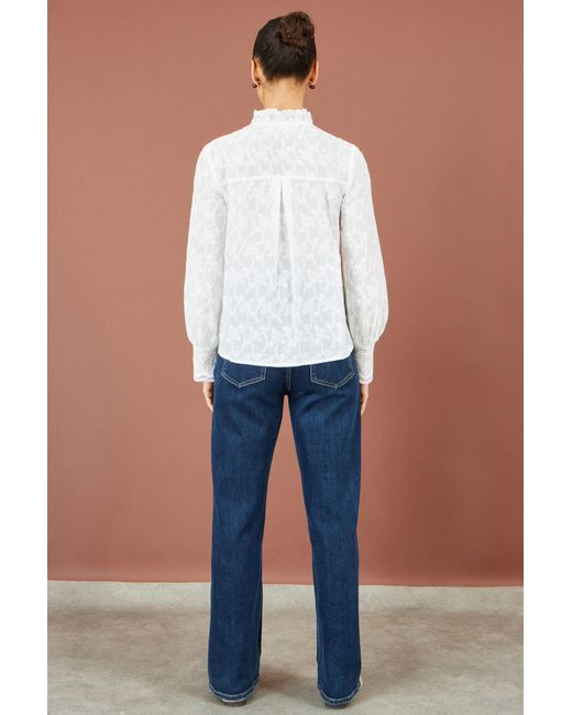 Yumi' White Floral Cotton Shirt With Lace Details