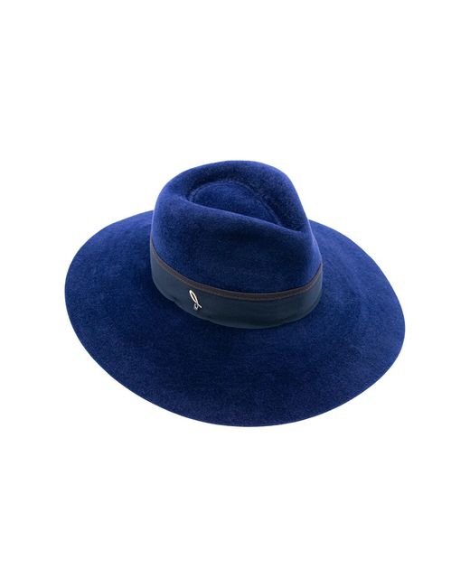 DORIA 1905 Blue Wide-Brim Velour Lapin Felt Hat