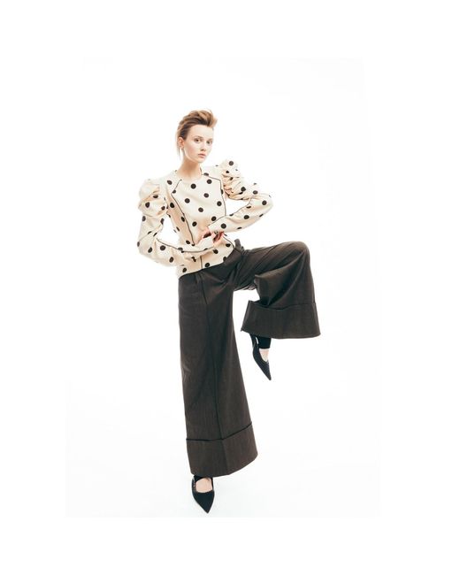 Julia Allert Brown Casual High-Rise Flared Denim Pants