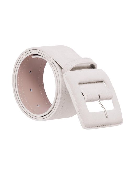 BeltBe White Suede Square Buckle Belt