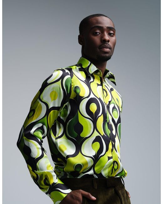 Gresham Blake Green Apples Silk Shirt for men