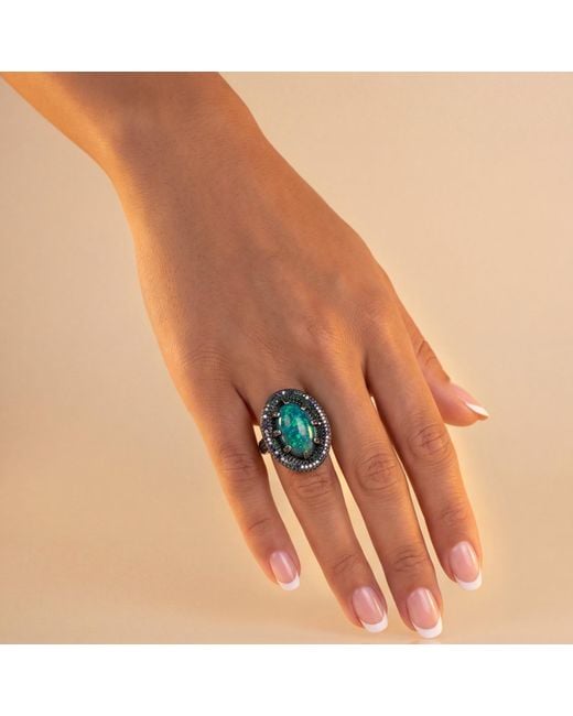 Latelita London Green Serafina Opal Cocktail Ring
