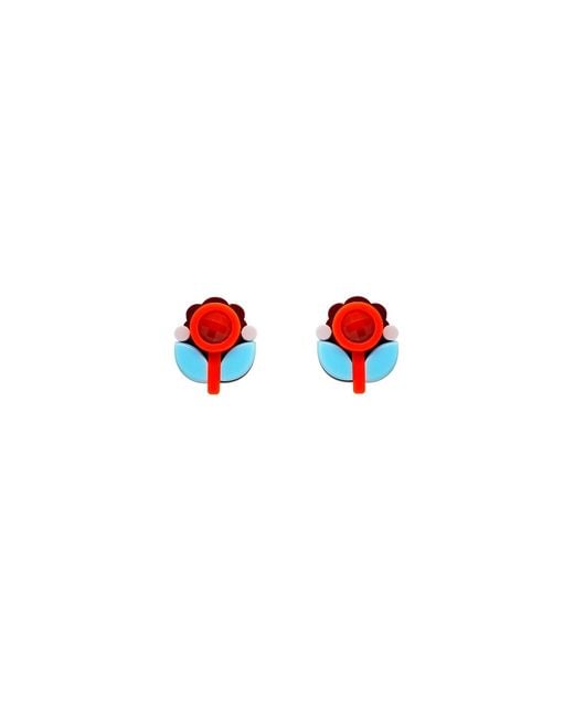 Gissa Bicalho Red Handmade Acrylic Earring Petunia Small