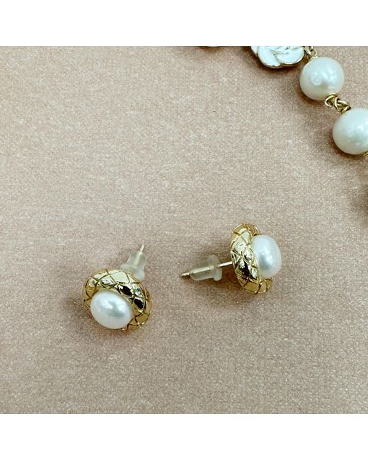Farra Metallic Minimalist Round Freshwater Pearls Stud Earrings