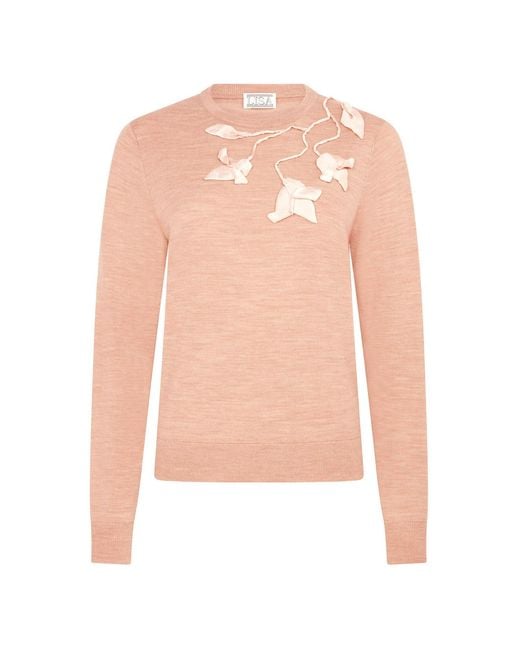 Lisa The Label Pink Out There Magnolia Appliqué Sweater