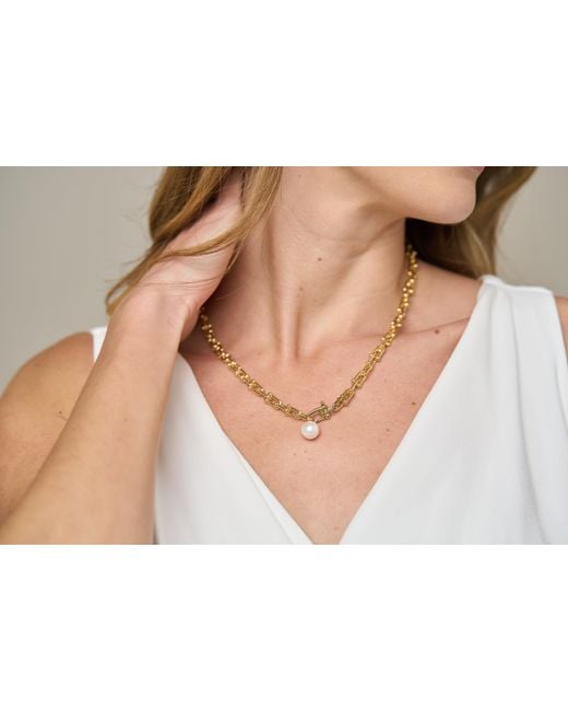 Pearls of the Orient Online Metallic Decus Cultured Freshwater Pearl Drop On Chunky Chain