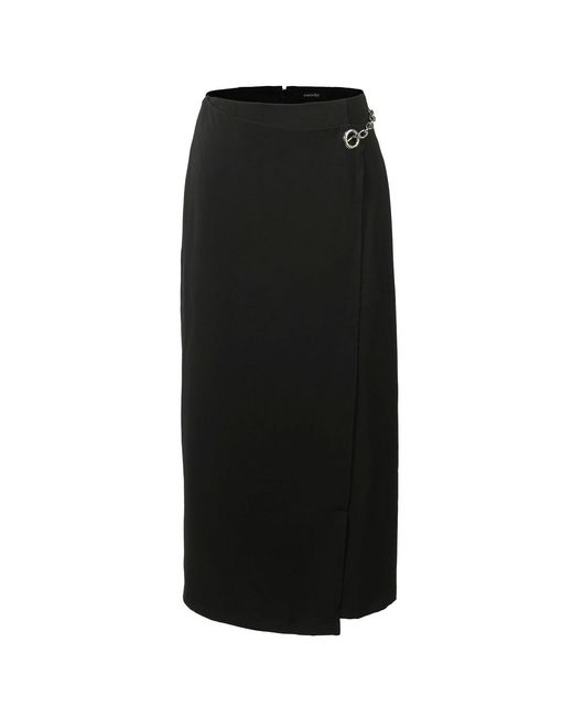 Smart and Joy Black Buckle On Side Wrap Effect Skirt