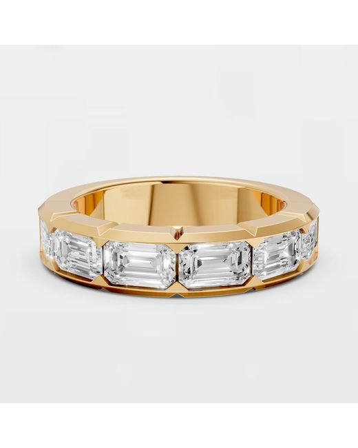 Aya Fine Jewelry Metallic Emerald Cut Lab Diamond Eternity Geometric Wedding Band Ring