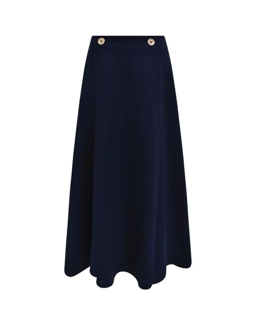 Roch Perel Blue Mock Wool Wrap Skirt