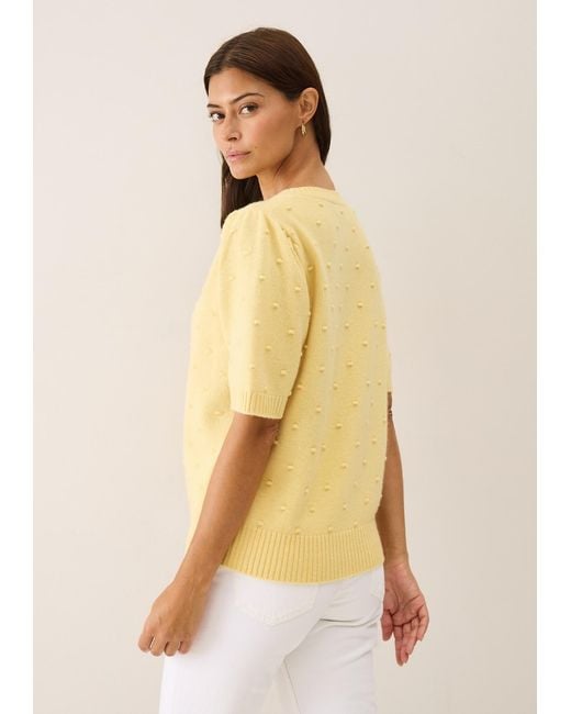 Loop Cashmere Yellow Bobble Puff Sleeved Sweater