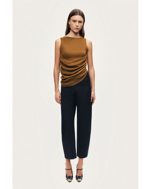 Nocturne Green Draped Sleeveless Blouse