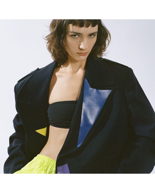 Miro Misljen Blue Printed Belted Overcoat
