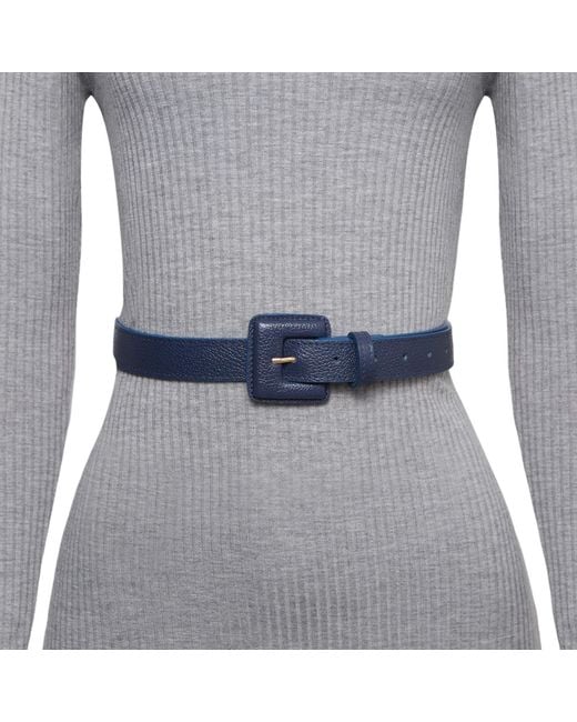 BeltBe Blue Mini Square Narrow Leather Belt