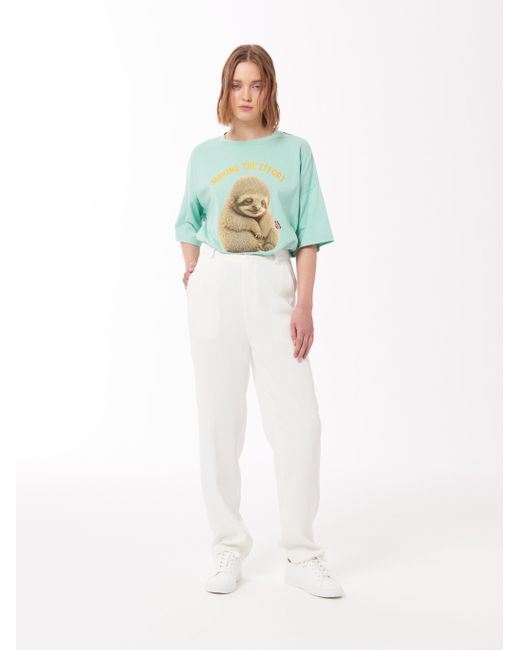 Sour Figs Green Sloth Print T-Shirt