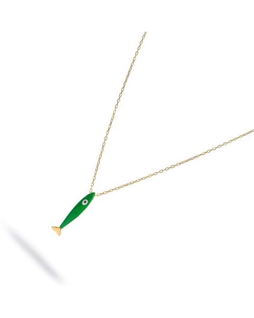 Ebru Jewelry Metallic Spirit Fish Enamel Necklace