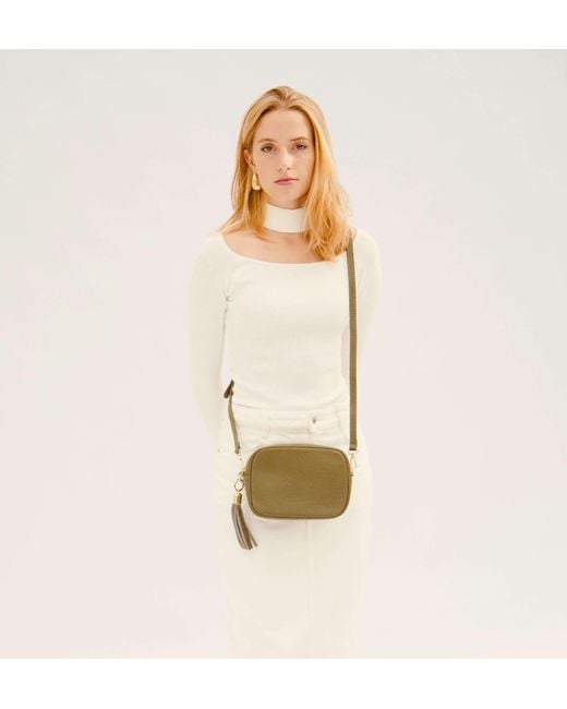 Apatchy London Green The Tassel Leather Crossbody Bag