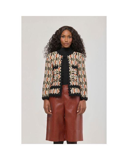The Extreme Collection Black Multicolour Patterned Knit Jacket Scott
