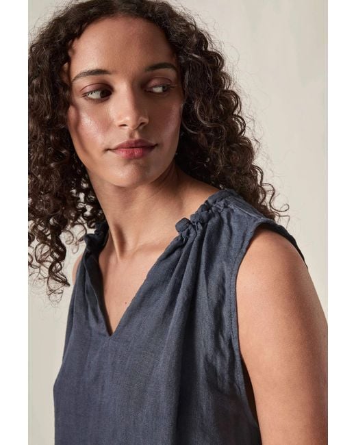 James Lakeland Blue Pure Linen Sleeveless Top