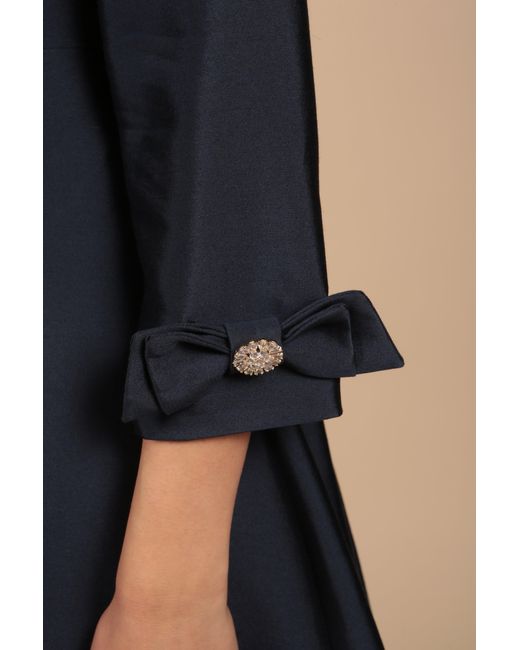 Santinni Blue Astor Silk Taffeta Dress Coat
