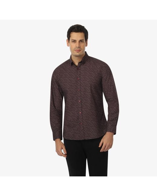Vustra Purple Prairie Bloom Print Button-Down Shirt for men