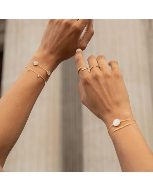 Jovonna London Metallic Kendra Pearl Drop Bracelet