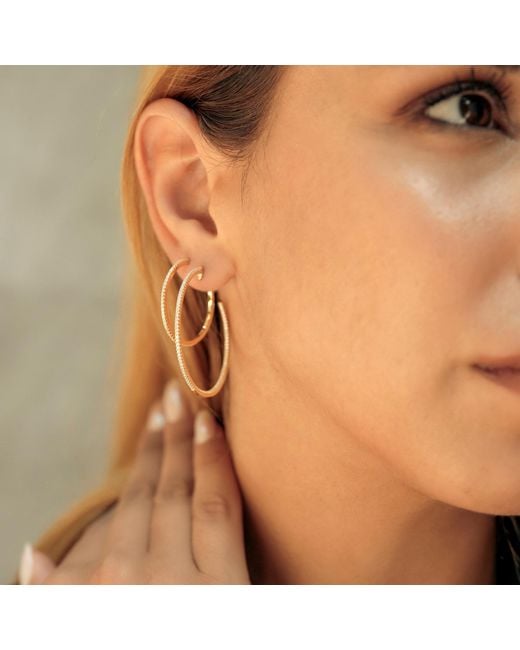 Spero London Metallic Sterling Stud Hoop Earring
