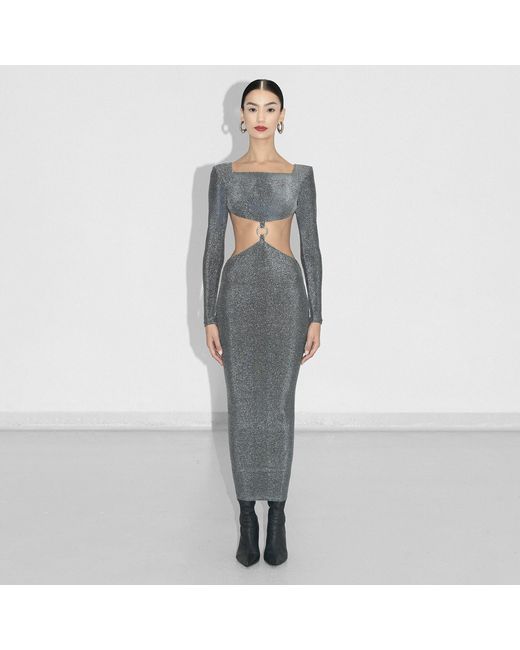 Vestiaire d'un Oiseau Libre Blue Cut-Out Lurex Dress