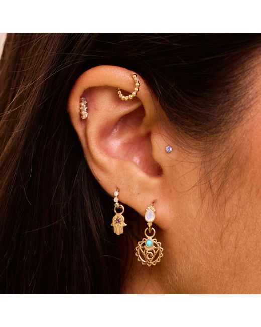 Zohreh Metallic Mini Diamond Beaded Huggie Hoop Earring Pair 9K