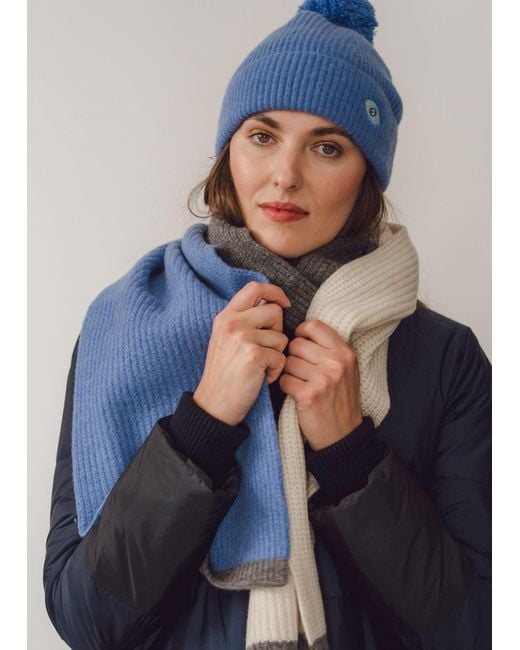 BEIRA Blue Wool & Cashmere Bobble Hat –