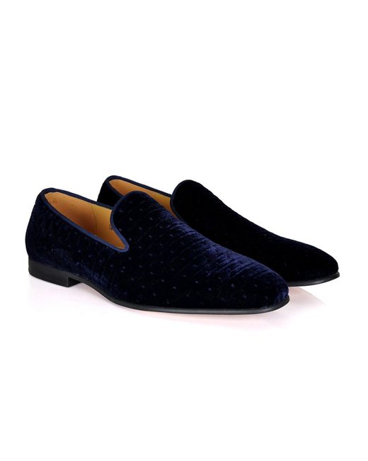 DAVID WEJ Blue Alberto Velvet Pattern Loafers for men