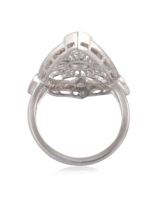 Artisan White 18K With Baguette Diamond Marquise Cocktail Ring