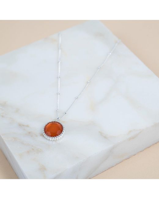 Auree Jewellery White Barcelona July Birthstone Necklace Carnelian
