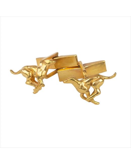Simon Kemp Jewellers Metallic Running Greyhound Cufflinks Eighteen Carat On Recycled Solid Sterling for men