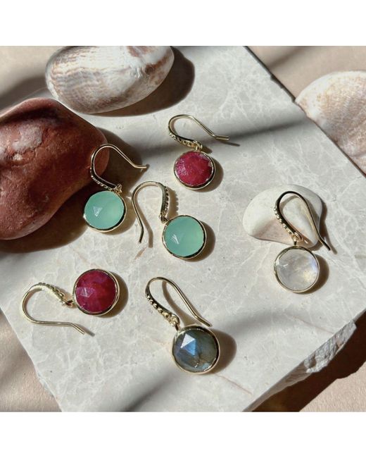Azuni London Metallic Charis Round Gemstone Earrings Moonstone