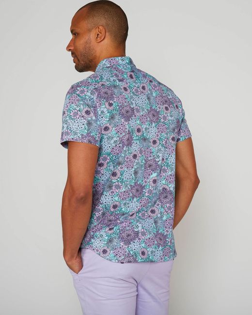 Lords of Harlech Blue Todd Garden Party Knit Shirt for men
