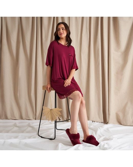 Pretty You London Purple Bamboo Lace Tee Dress