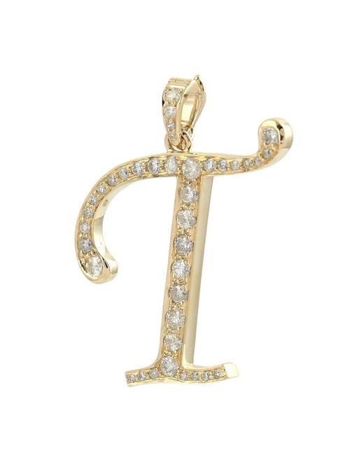 Artisan Metallic Natural Diamond "T" Initial Alphabet Pendant