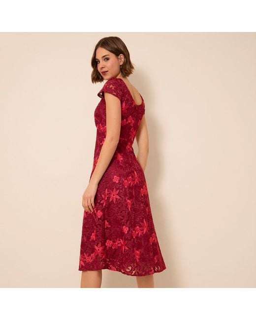 Alie Street London Red Charlotte Lace Dress Azalea