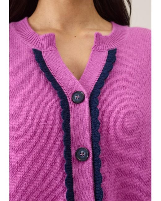 Loop Cashmere Pink Shell Edge Cardigan