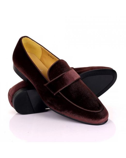 DAVID WEJ Black Alfred Velvet Loafers – Plum for men