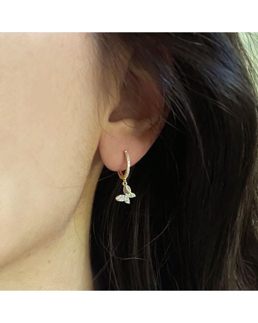 KAMARIA White Butterfly Crystal Huggie Earrings