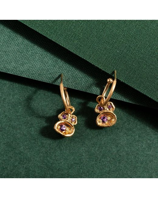 Claire Hill Designs Metallic Amethyst Lichen Hoop Earrings