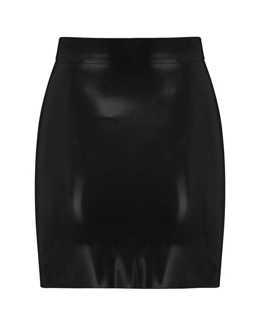 Elissa Poppy Black Latex Mini Skirt