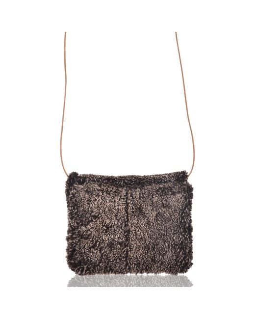 Owen Barry Brown Sheepskin Crossbody Clutch Hurricane