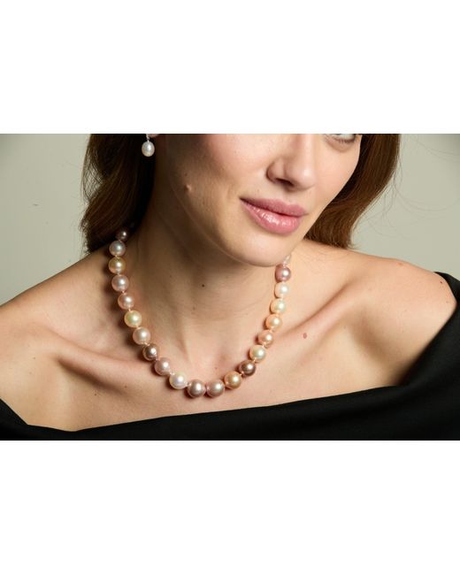 Pearls of the Orient Online Metallic Gratia Pinks & Cultured Freshwater Pearl Necklace With Spring Clasp