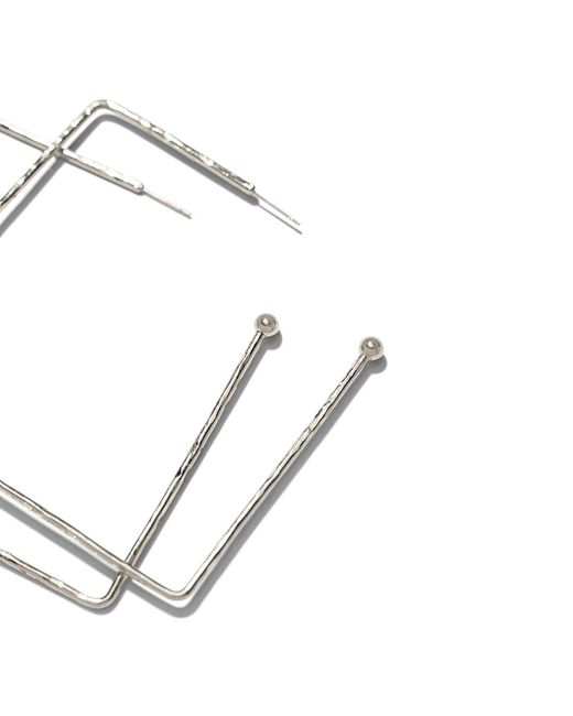 Jaredjamin White Squaretastic Hoop Post Earrings