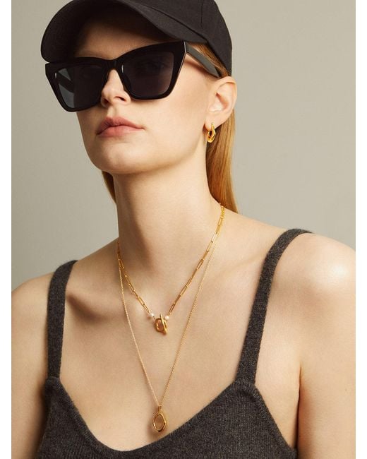 Cote Cache Metallic Organic Pendant Necklace