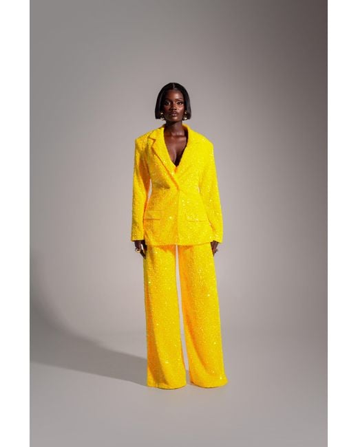 Ofuure Yellow Liza Sequin Pants